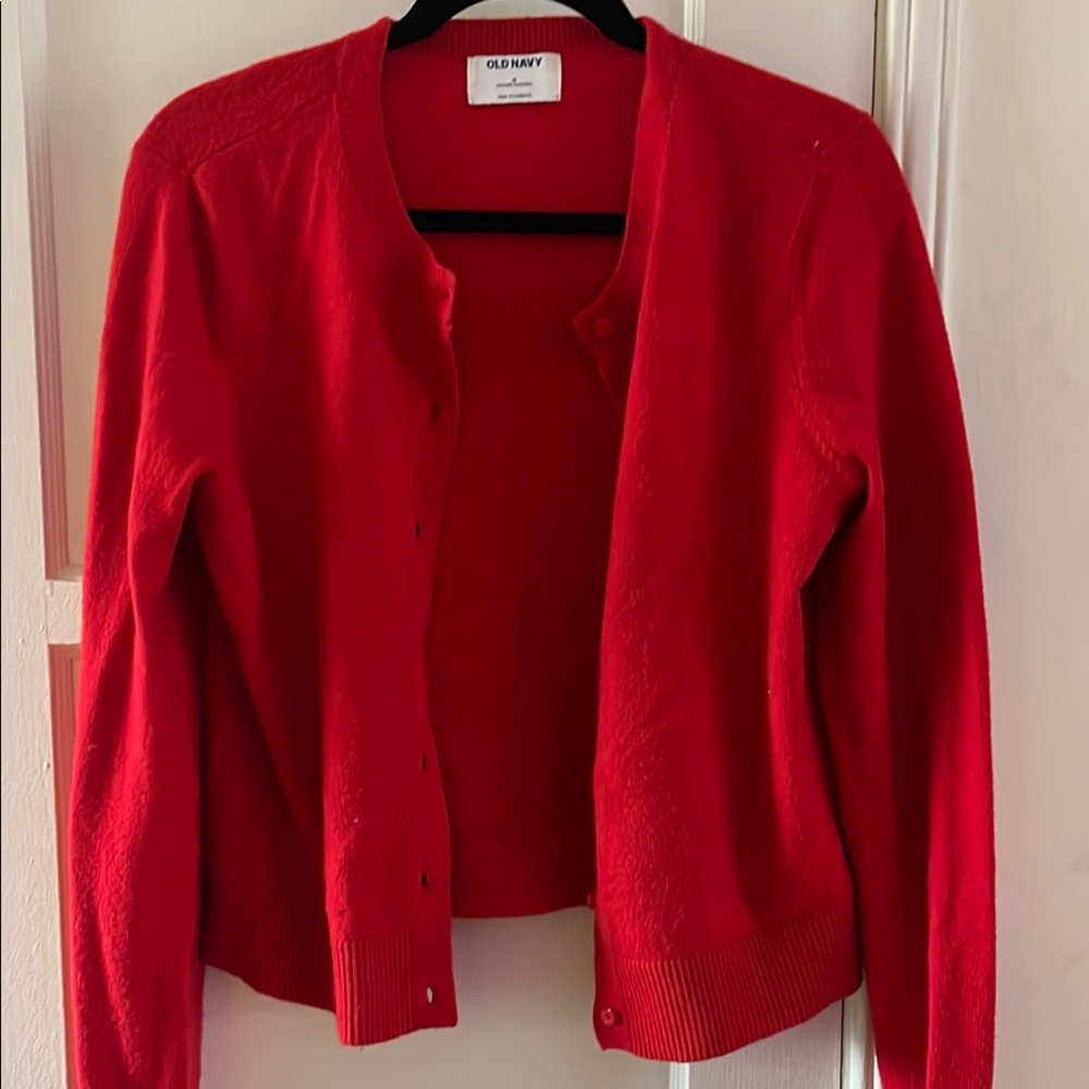 Old Navy Red Cardigan Sweater Classic Knit